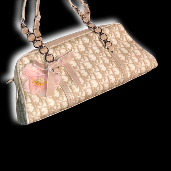 Christian Dior Beige Y2K Girly Flower Monogram Trotter Logo Leather Handbag - Picture 1 of 17